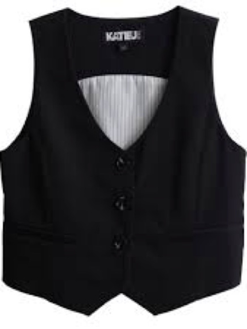 Black Girls Button Front Vest - Classic Tailored Style